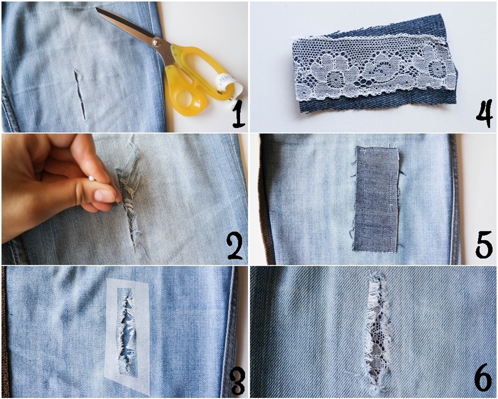 Diy Upcycling Destroyed Jeans Mit Spitze Vara Kreativa