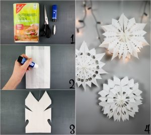 DIY Weihnachten, DIY Winter, Dekoration, Sterne aus Brottüten, Sterne aus Papiertüten, DIY Wohnen, Brottüten upcyclen, DIY Papier, Vara-Kreativa