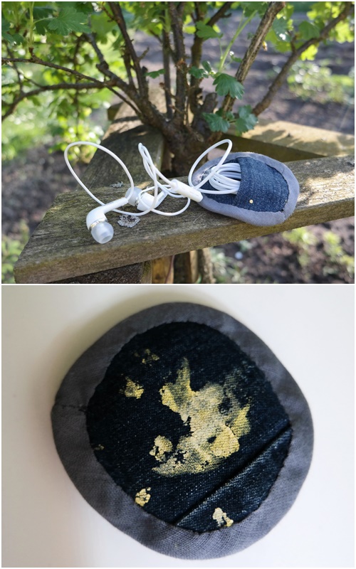 DIY nähen Tasche zur Aufbewahrung von Kopfhörern rund ohne Verschluss von Vara-Kreativa